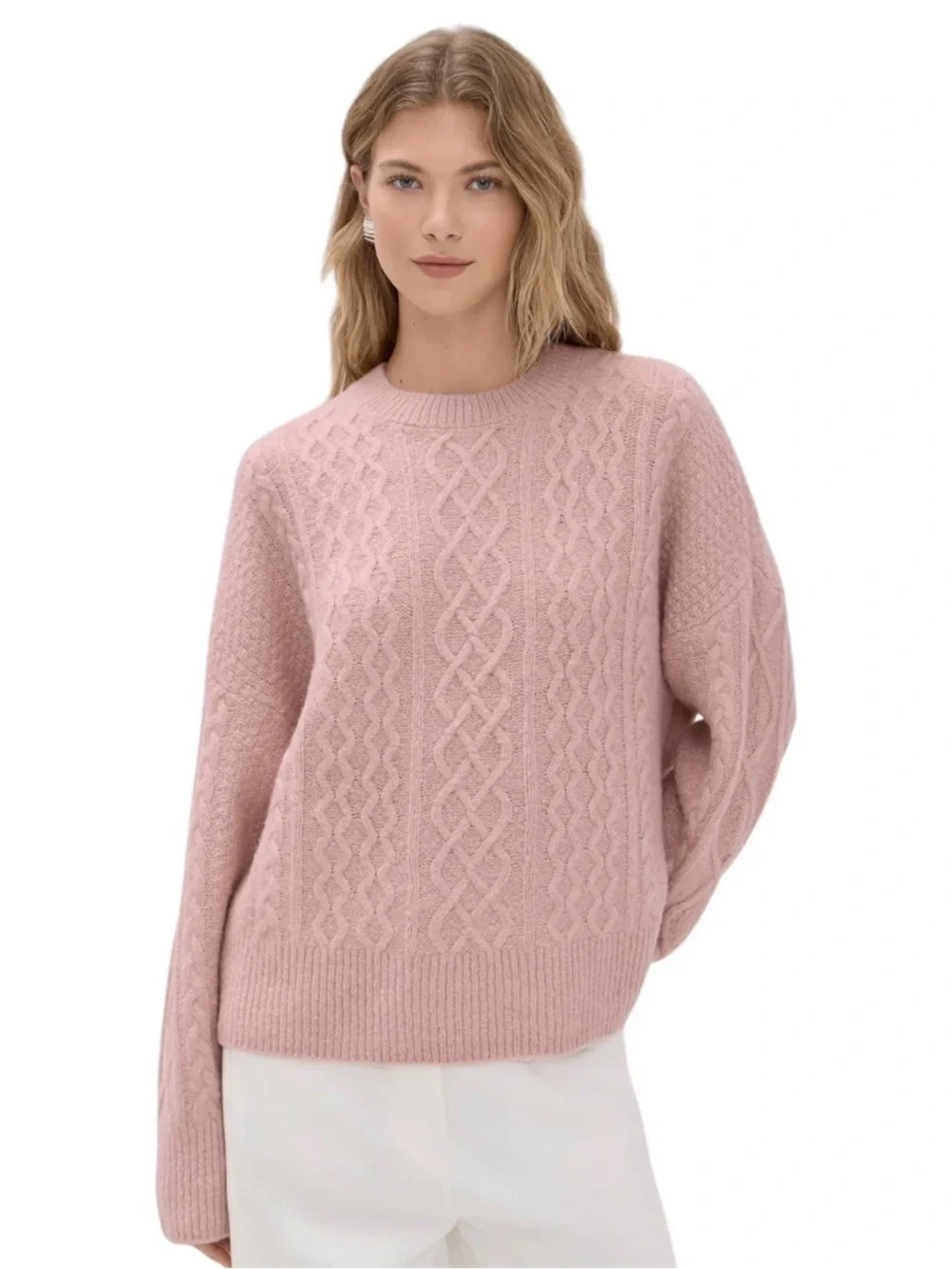 Favorite Daughter Whimsical Rose Cable Sweater Medium